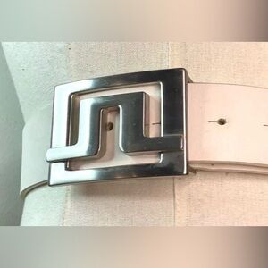 J.Lindeberg Cream Belt with Silver Buckle